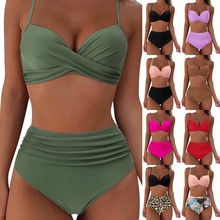 Curvana 2025 New Tropical High-Waist Bikini – Stylish & Supportive Two-Piece Swimsuit