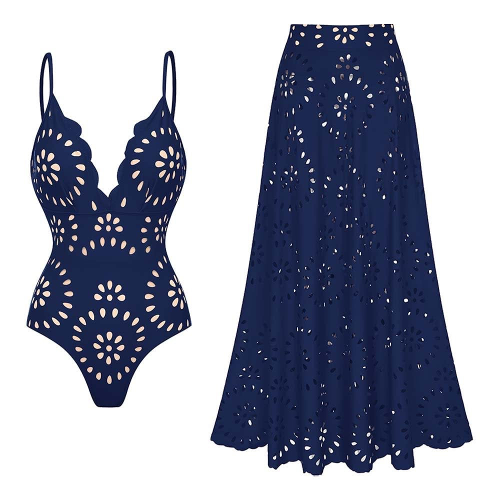 Sexy Laser-Cut Lace Two-Piece Swimsuit Set