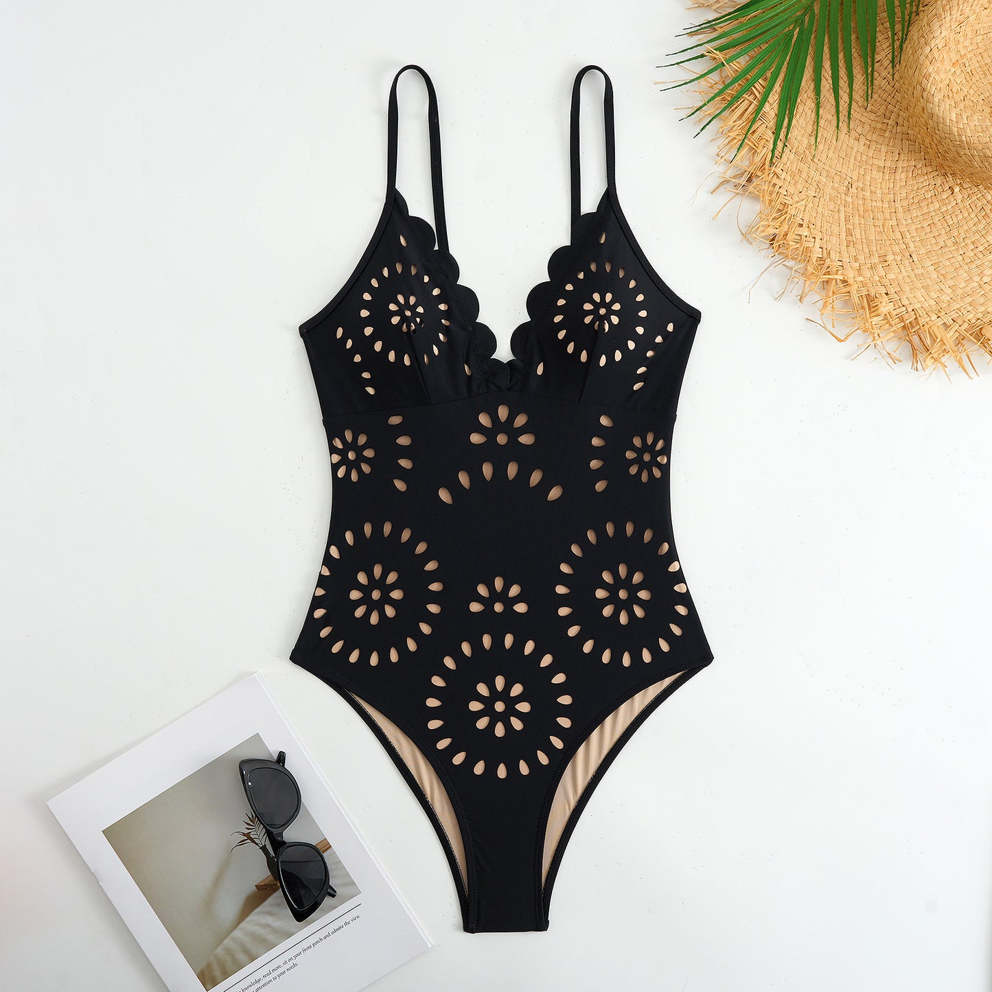 Sexy Laser-Cut Lace Two-Piece Swimsuit Set