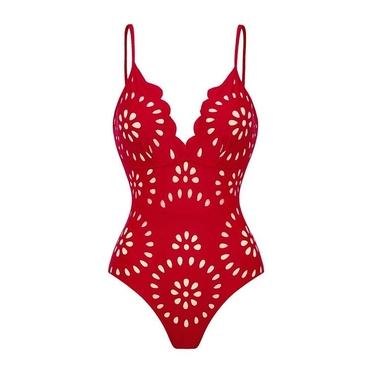 Sexy Laser-Cut Lace Two-Piece Swimsuit Set