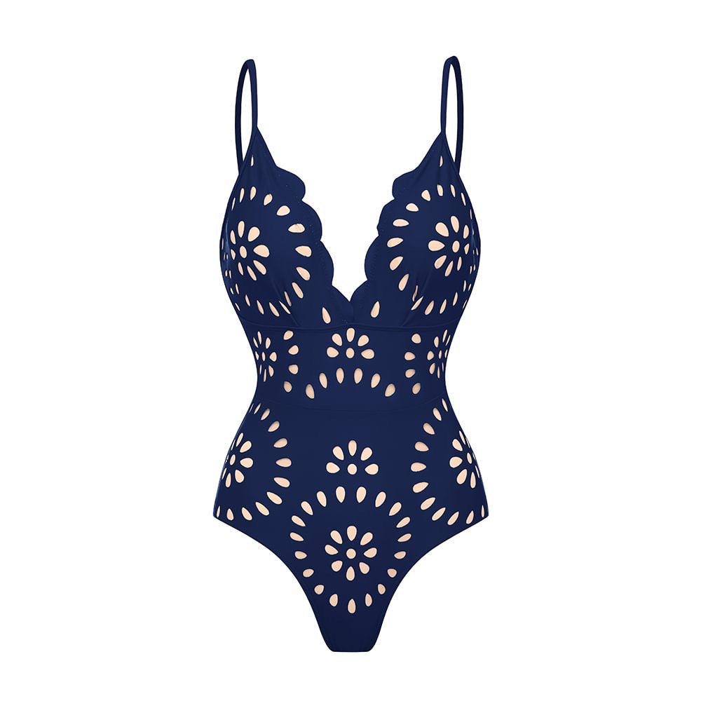 Sexy Laser-Cut Lace Two-Piece Swimsuit Set