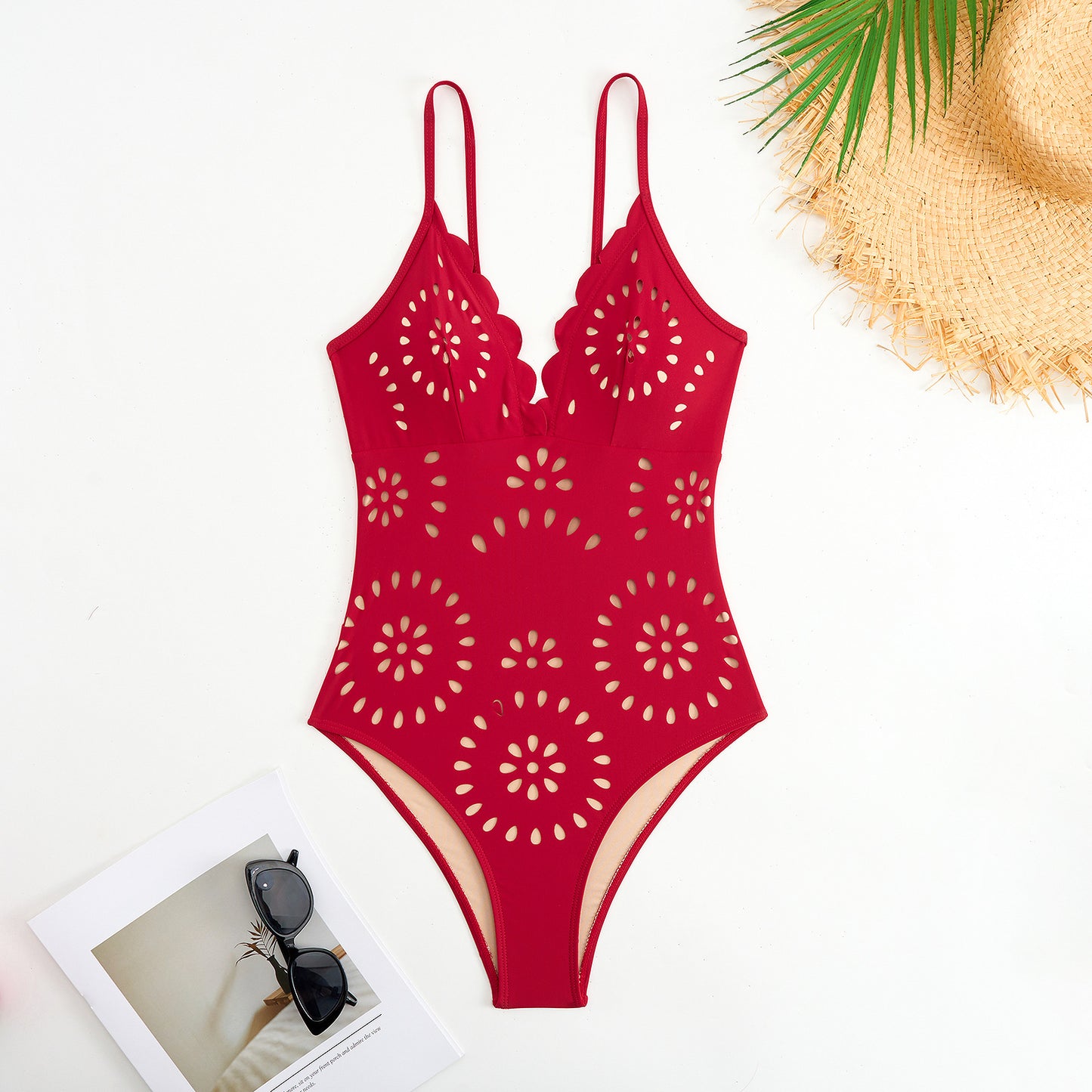 Sexy Laser-Cut Lace Two-Piece Swimsuit Set